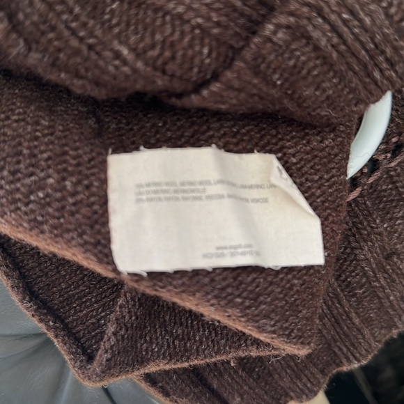 Espirit chocolate brown long sleeve open  knit cardigan with buttons Sz L - Picture 4 of 7